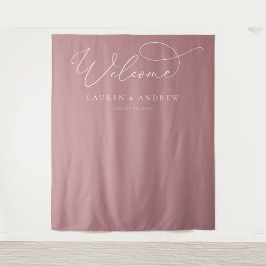 Dusty Rose Minimalistisch Wedding Foto Stand Hinte Wandteppich (Vorderseite)