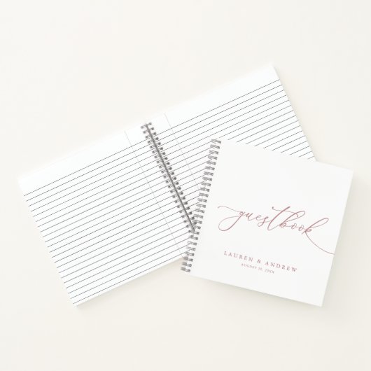 Dusty Rose Minimalistisch Wedding Gästebuch Notizblock (Innenseite)