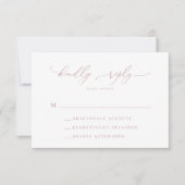 Dusty Rose Minimalistisch Wedding RSVP Card Karte (Vorderseite)