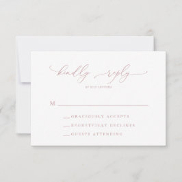 Dusty Rose Minimalistisch Wedding RSVP Card Karte
