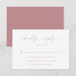 Dusty Rose Minimalistisch Wedding RSVP Card Karte