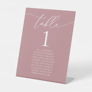 Dusty Rose Minimalistisch Wedding Tischnummer Sockelschild