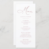 Dusty Rose Minimalistisches einfaches Flachmenü Menükarte (Vorne/Hinten)