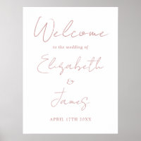 Dusty Rose Minimalistisches SkriptWedding Willkomm