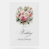 Dusty Rose, Minze Green und Blush Floral Wedding Acrylschild (Vorderseite)