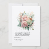 Dusty Rose, Minze Green und Blush Floral Wedding Dankeskarte (Rückseite)