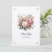Dusty Rose, Minze Green und Blush Floral Wedding Dankeskarte (Stehend Vorderseite)