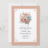 Dusty Rose, Minze Green und Blush Floral Wedding Einladung (Vorderseite)