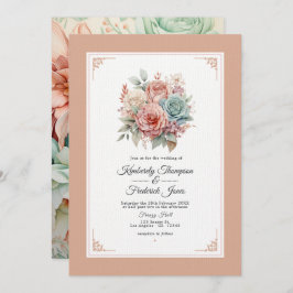 Dusty Rose, Minze Green und Blush Floral Wedding Einladung