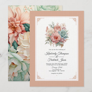 Dusty Rose, Minze Green und Blush Floral Wedding Einladung