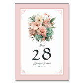 Dusty Rose, Minze Green und Blush Floral Wedding Tischnummer (Rückseite)