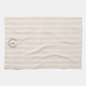 Dusty Rose Modern Boho Stripe Monogram Name Geschirrtuch (Horizontal)