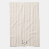 Dusty Rose Modern Boho Stripe Monogram Name Geschirrtuch (Vertikal)