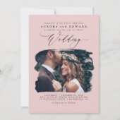 Dusty Rose Modern Boho Wedding Foto Einladung (Vorderseite)