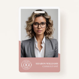 Dusty Rose Modern Personalized Employee Photo Logo Ausweis