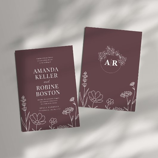 Dusty Rose Moderne Blumenhochzeit Einladung