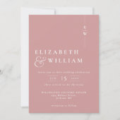 Dusty Rose Moderne, elegante Monogram Foto Wedding Einladung (Vorderseite)