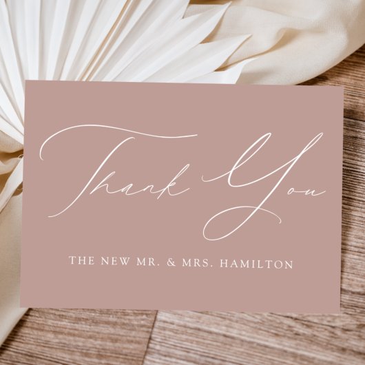 Dusty Rose Moderne Eleganz Hochzeit Dankeskarte