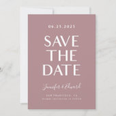 Dusty Rose Moderne Hochzeit rettet das Datum Save The Date (Vorderseite)