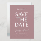 Dusty Rose Moderne Hochzeit rettet das Datum Save The Date (Vorne/Hinten)