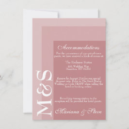 Dusty Rose Moderne Hochzeitsunterkünfte Card Dankeskarte