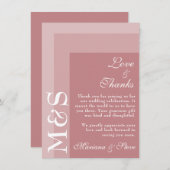 Dusty Rose Moderne Initials Wedding Dankeskarte (Vorne/Hinten)