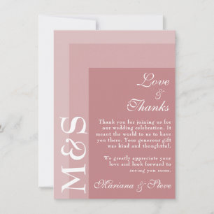 Dusty Rose Moderne Initials Wedding Dankeskarte