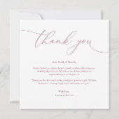 Dusty Rose Moderne Minimalistische Hochzeit Dankeskarte (Rückseite)