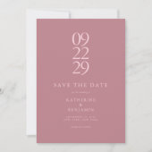 Dusty Rose Moderne Minimalistische Hochzeit Save The Date (Vorderseite)
