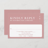 Dusty Rose Moderne Minimalistische Monogramm Hochz RSVP Karte (Vorne/Hinten)