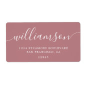 Dusty Rose Moderne Script Rücksendeadresse (Vorne)