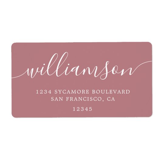 Dusty Rose Moderne Script Rücksendeadresse (Vorne)