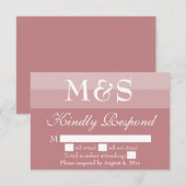 Dusty Rose Moderne Script Wedding RSVP Card Dankeskarte (Vorne/Hinten)