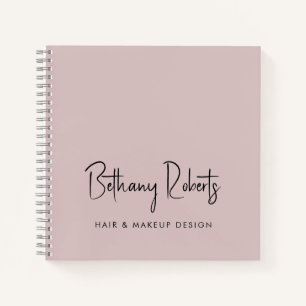 Dusty Rose Moderne Signatur Script Hair and Makeup Notizblock
