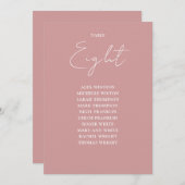 Dusty Rose Moderne Sitze Chart Tischnummer (Vorne/Hinten)