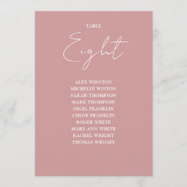 Dusty Rose Moderne Sitze Chart Tischnummer