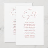 Dusty Rose Moderne Sitze Chart Tischnummer (Vorne/Hinten)