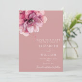 Dusty Rose Moderne Wasserfarben Foto Hochzeit Save The Date (Stehend Vorderseite)