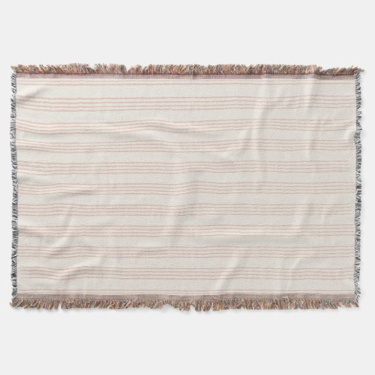 Dusty Rose Moderner Minimalistischer Streifen Boho Decke (Vorderseite)
