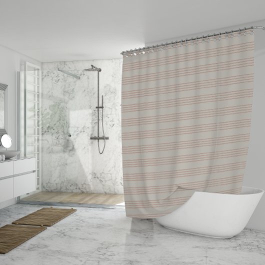 Dusty Rose Moderner Minimalistischer Streifen Boho Duschvorhang