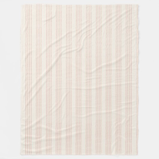 Dusty Rose Moderner Minimalistischer Streifen Boho Fleecedecke (Vorderseite)