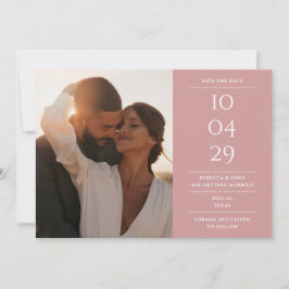 Dusty Rose Modernes Minimalistisches HochzeitsFoto Save The Date