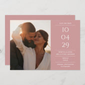 Dusty Rose Modernes Minimalistisches HochzeitsFoto Save The Date (Vorne/Hinten)