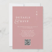 Dusty Rose Modernes Monogram Wedding QR Code Einladung (Rückseite)