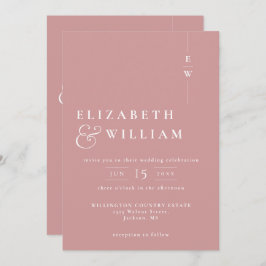 Dusty Rose Modernes Monogram Wedding QR Code Einladung