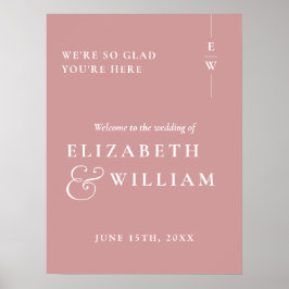Dusty Rose Modernes Monogram Wedding Willkommensze Poster