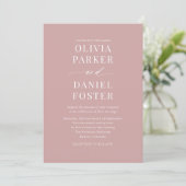 Dusty Rose Modernes QR Code Foto Hochzeit Einladung (Stehend Vorderseite)