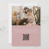 Dusty Rose Modernes QR Code Foto Hochzeit Einladung (Rückseite)