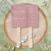 Dusty Rose Modernes Skripthochzeitprogramm Fächer