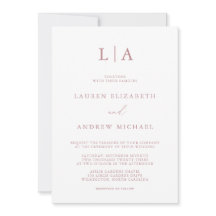 Dusty Rose Monogram Einfache Minimalistische Hochz